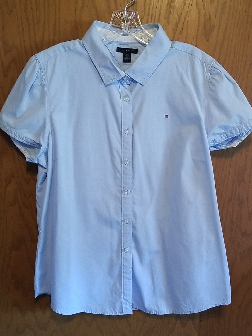 Tommy Hilfiger Light Blue Short-Sleeve Button Down Shirt, Size XL